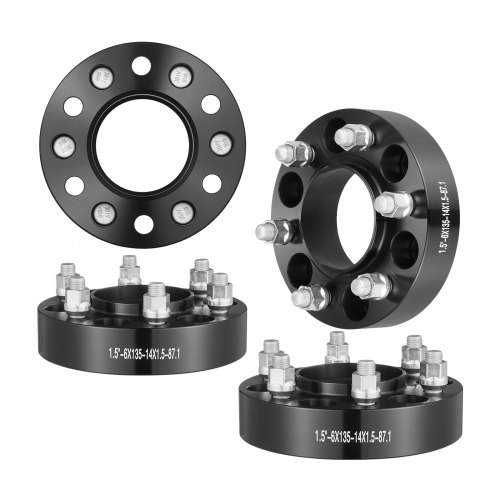 foto del prodotto vevor distanziali ruota, adattatori ruota 38,1 mm 6 x 134,62 mm distanziale forgiato 6 alette, distanziali mozzi auto m14 x 1,5 foro 87,1 mm adatto per ford f150, expedition, lobo, navigator, 4 pezzi