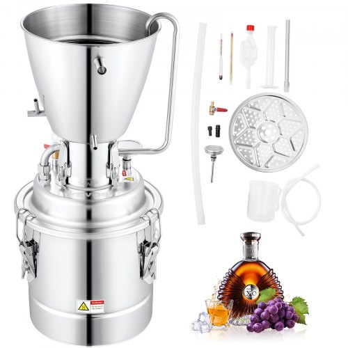 foto del prodotto vevor distillatore alcol con pompa d acqua per uso domestico in acciaio inox da 70l, alambicco distillatore per vino liquore grappa a casa uso domestico con pompa d acqua, kit per distillazione alcol