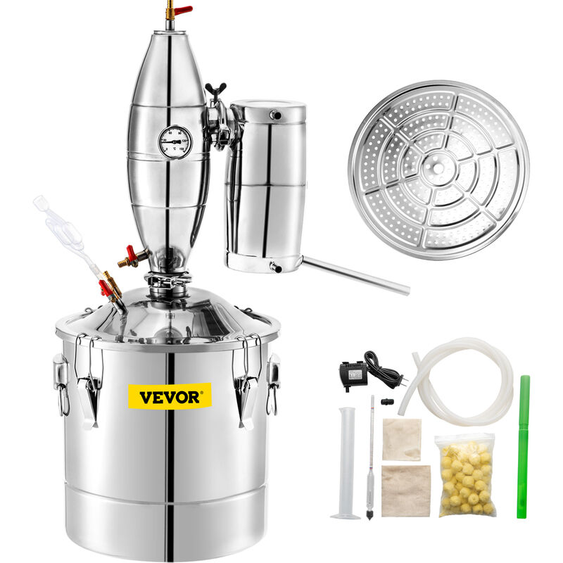 foto del prodotto vevor distillatore di alcol, 30 litri distillatore di bevande alcool, 6,6 gal caldaie da birra vino grappa liquori, kit per produzione di birra