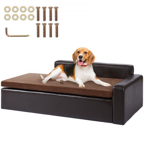 foto del prodotto vevor divano per animali domestici 101 x 58,5 x 33,5 cm divano per cani gatti taglia grande, divano letto per cani morbida pelle, divano cani domestici capacit carico 50 kg nero, peso divano12,2 kg