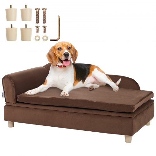 foto del prodotto vevor divano per animali domestici 910 x 585 x 415 mm divano per cani gatti di taglia grande, divano letto per cani morbido vellutato, divano per cani domestici capacit di carico 50 kg marrone scuro