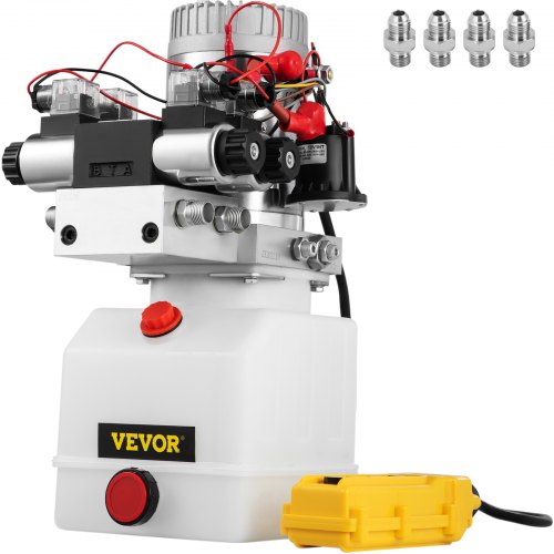 foto del prodotto vevor doppio solenoide pompa idraulica 12v dc 4.5l a doppio effetto doppio solenoide centralina idraulica 4.5l zz004234 scarico riparazione plastica