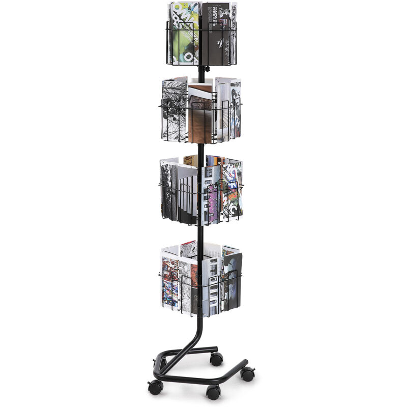 foto del prodotto vevor espositore per brochure espositore per riviste e letteratura girevole a 4 livelli con 32 tasche per cartoline,espositore per biglietti