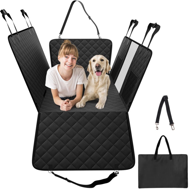 foto del prodotto vevor estensione per sedile posteriore per cani, amaca per cani coprisedile per cani con fondo rigido sedile posteriore 1310 x 630 mm, 158,7 kg, con