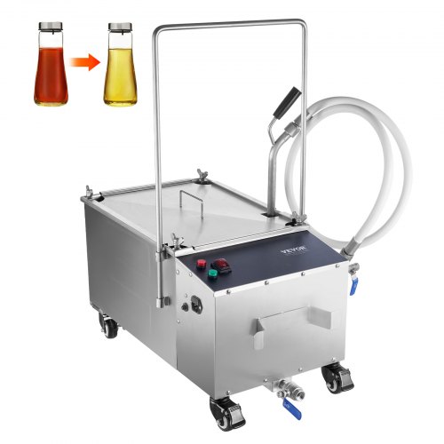 foto del prodotto vevor filtro per friggitrice, capacit del serbatoio 38 litri, sistema di filtraggio dell olio con velocit di filtraggio dell olio di 10 l min, tubo dell olio per ristoranti, hamburgerie