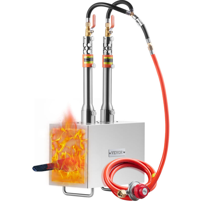 foto del prodotto vevor forgia a gas propano bruciatore quadrato per coltelli metalli attrezzature per forgiatura, forgia a gas propano in acciaio inox 2 bruciatori