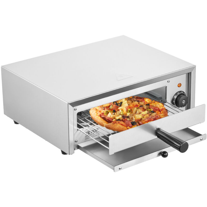 foto del prodotto vevor forno elettrico per pizza da banco, 12 pollici, 1500 w, intervallo di temperatura 122 662 , struttura in acciaio inossidabile e vassoio