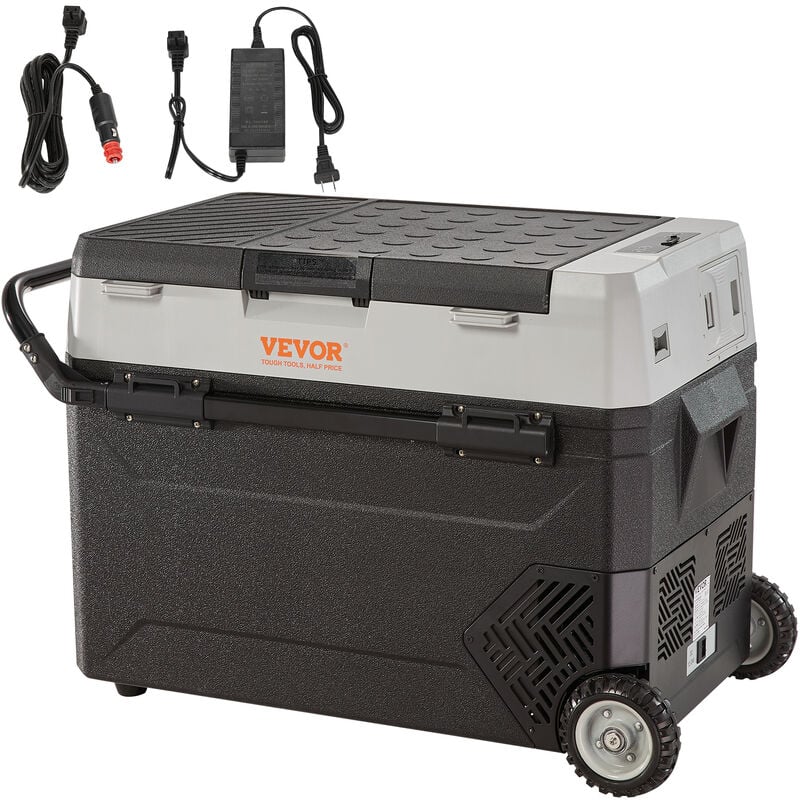 foto del prodotto vevor frigo portatile per auto 38 litri frigorifero compressore congelatore elettrico cc e ca con manico telescopico e ruote per campeggio 06kw.h