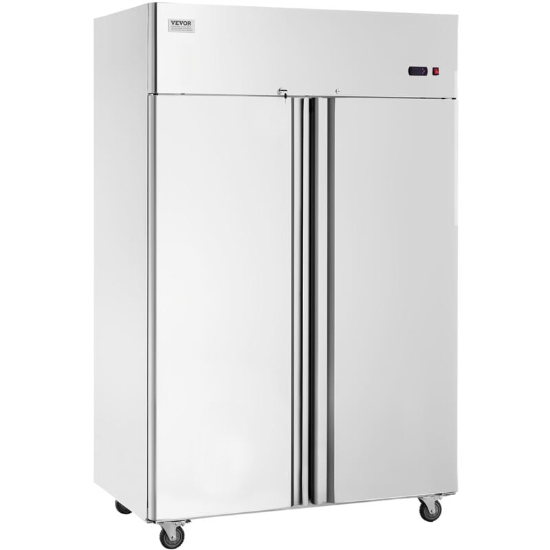 foto del prodotto vevor frigorifero commerciale 1382 x 800 x 2110 mm frigorifero verticale a 2 porte 1252 l in acciaio inossidabile con scongelamento automatico, 6