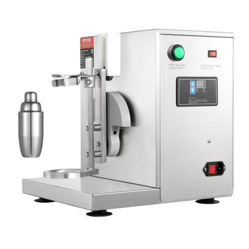 foto del prodotto vevor frusta per frullato commerciale, macchina per t al latte 120 w, miscelatore per bevande a testa singola, regolabile da 0 a 180 secondi, tazza in acciaio inox 750 ml, bar t al latte