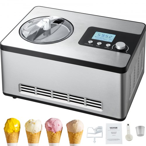 foto del prodotto vevor gelatiera elettrica casalinga per gelato capienza 2l circa potenza 180w, macchina per gelato elettrica con schermo lcd preparazione rapida senza precongelamento per gelato sorbetti frozen yogurt