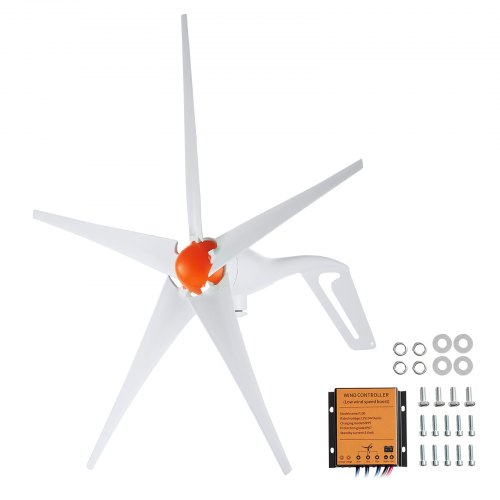 foto del prodotto vevor generatore eolico 500 w, kit turbina eolica 12 v generatore eolico 5 pale con controllo, direzione regolabile velocit del vento iniziale 2,5 m s adatto per casa fattoria camper barche