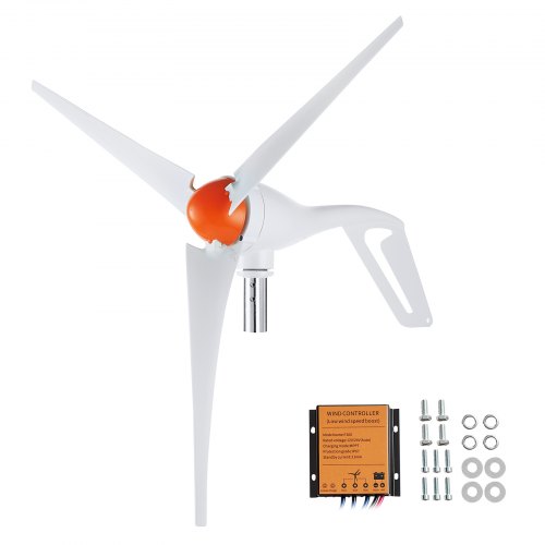 foto del prodotto vevor generatore eolico da 500 w, kit turbina eolica 24 v generatore eolico 3 pale con controllo, direzione sopravvento regolabile e velocit del vento iniziale di 2,5 m s per casa, fattoria, barche