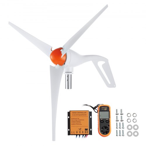 foto del prodotto vevor generatore eolico da 500 w kit turbina eolica da 12 v generatore eolico a 3 pale con anemometro, controllo mppt e direzione sopravvento regolabile, adatto per casa, fattoria, camper, barche