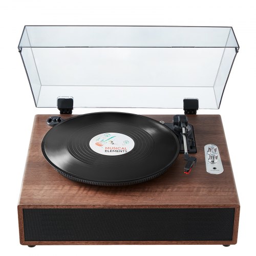 foto del prodotto vevor giradischi in vinile, giradischi 3 velocit , altoparlanti stereo integrati 10 w trasmissione a cinghia, cartuccia magnetica, supporto 33 45 78 giri in uscita rca, per dischi vinile 18 25 30 cm