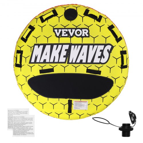 foto del prodotto vevor gommoni trainabili, gommone rimorchiabile gonfiabili rotondi sport acquatici da tirare, copertura completa nylon, maniglie eva valvola sicurezza della velocit 1 3 persone, 231,3 kg, 1600 mm