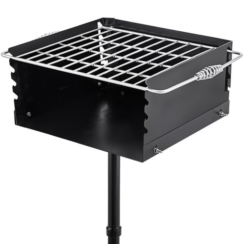 foto del prodotto vevor griglia barbecue per parco all aperto 16x16 pollici, grill barbecue da campeggio in acciaio carbonio e acciaio inossidabile, aperto di carbone legna barbecue con clip alimentare per grigliare