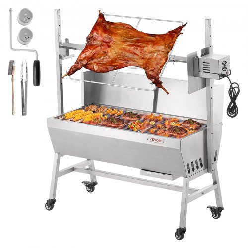 foto del prodotto vevor griglia per agnello griglia per arrosto, griglia per barbecue con ruote carico max. 61 kg per maiale, agnello, motore elettrico 42 w,