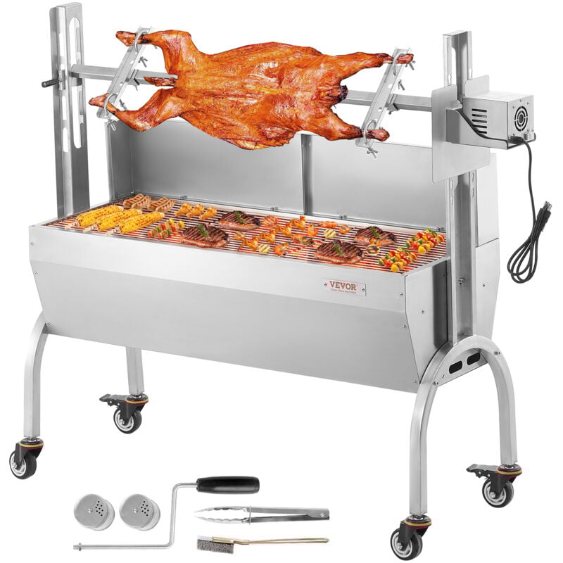 foto del prodotto vevor griglia per agnello griglia per arrosto, griglia per barbecue con ruote carico max. 90 kg per maiale, agnello, motore elettrico 52 w,