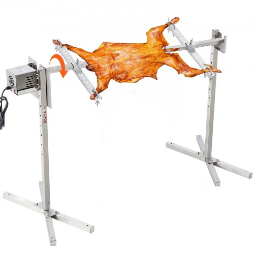 foto del prodotto vevor griglia per agnello, griglia per maialino, griglia per arrosto, griglia per barbecue carico max. 60 kg per maiale, agnello, motore elettrico da 52 w, girarrosto commerciale acciaio inox