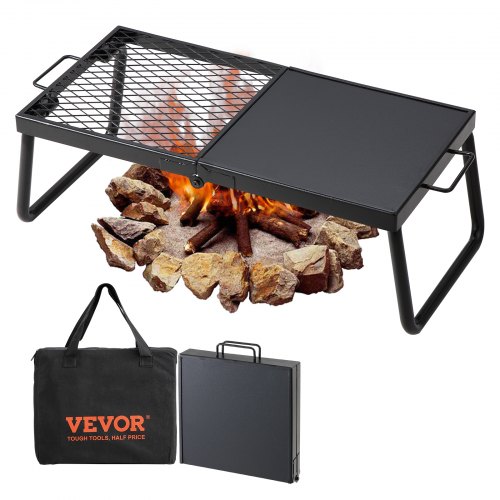 foto del prodotto vevor griglia pieghevole per fuoco all'aperto da campeggio temperatura max. 300℃, griglia per cottura su fuoco da campeggio attività esterno pieghevole capienza max. 6kg dimensioni 570 x 285 x 230 mm