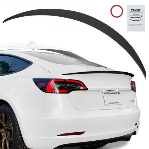 foto del prodotto vevor gt wing spoiler per auto, 48,2 pollici, compatibile con tesla model 3, materiale abs ad alta resistenza, vernice da forno, spoiler posteriore per auto, spoiler da corsa per auto, nero opaco
