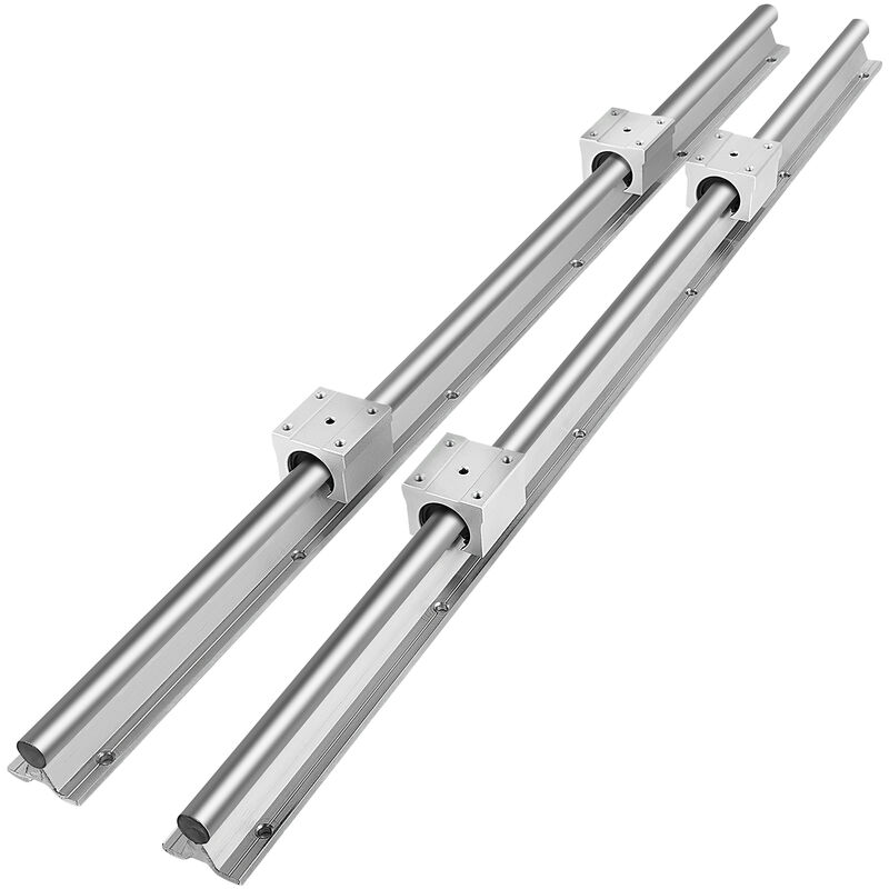 foto del prodotto vevor guida lineare 2 x sbr16 600 mm, set di guide di cuscinetti lineari con 4 supporti sbr16uu e 2 alberi di guida da 2200 mm, guida di