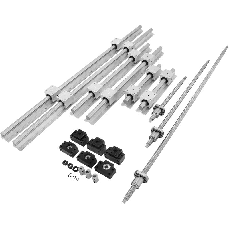 foto del prodotto vevor guida lineare sbr20, set di guide per cuscinetti lineari 300, guide lineari da 600.1000 mm, guida per cuscinetti lineare con 3 viti a