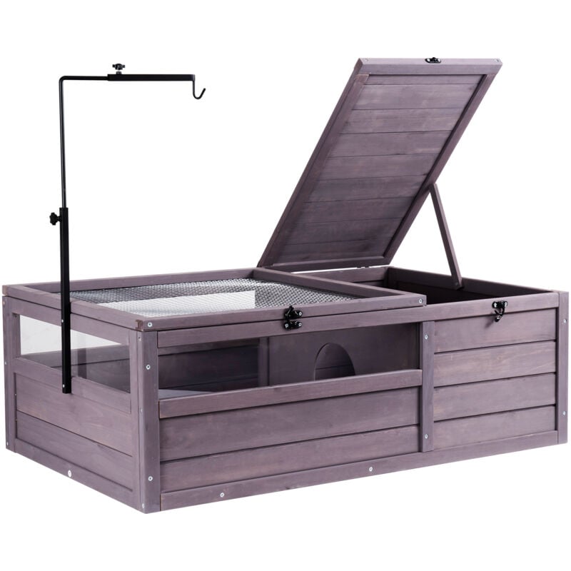 foto del prodotto vevor habitat per tartarughe, casa per tartarughe in legno per interni ed esterni, 96x61x33cm, recinto per tartarughe con supporto per lampada