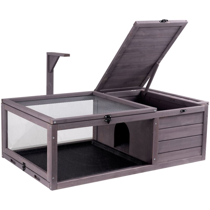 foto del prodotto vevor habitat per tartarughe, casa per tartarughe in legno per interni ed esterni, recinto per tartarughe con supporto per luce sospesa, recinto