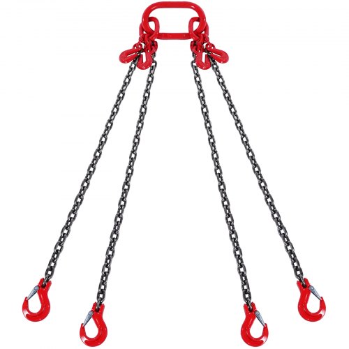 foto del prodotto vevor imbracatura a catena di sollevamento a 4 gambe con ganci regolatori, 10 mm x 300 cm, capacit di carico 8344 kg, grado 80 per carrello elevatore, paranco a motore, banchina, cantiere, fabbrica