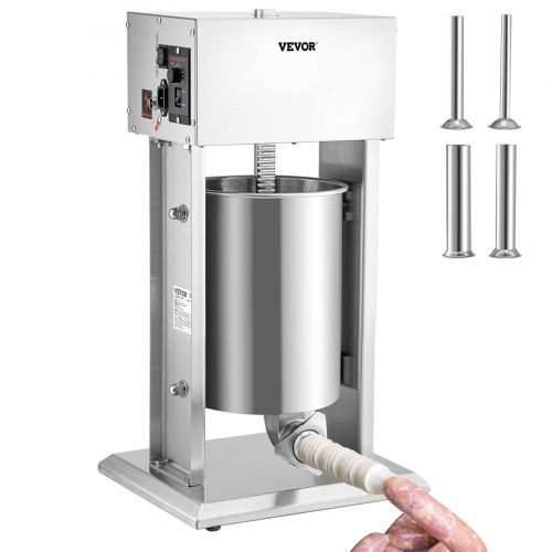 foto del prodotto vevor insaccatrice elettrica verticale per salsiccia in acciaio inox 10l velocit regolabile, macchina per insaccare salsicce elettrica potenza da 200w in acciaio inox 4 tubi di riempimento inclusi