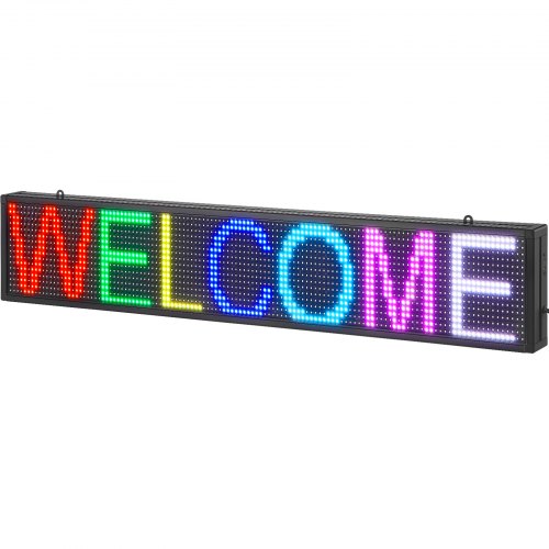 foto del prodotto vevor insegna luminosa a led programmabile, cartellone pubblicitario a scorrimento a colori p10 rgb, testo personalizzato, controllo wifi usb, messaggio per negozio, bar, pubblicit , 99x19 cm