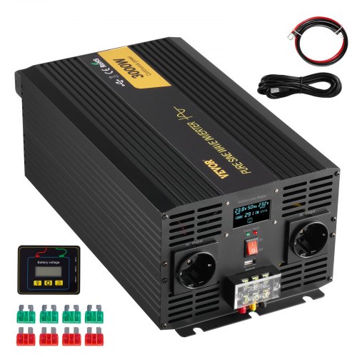 foto del prodotto vevor invertitore a onda sinusoidale pura 3000 w da dc24v a ac230v invertitore di potenza per auto
