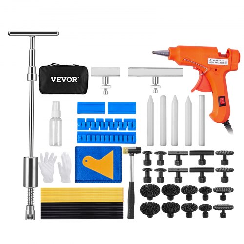 foto del prodotto vevor kit 52 pezzi estrattore per riparazione di ammaccature a martello scorrevole potenza 20w per carrozzeria auto veicolo da garage officina fai da te, kit di estrattore per ammaccature a martello