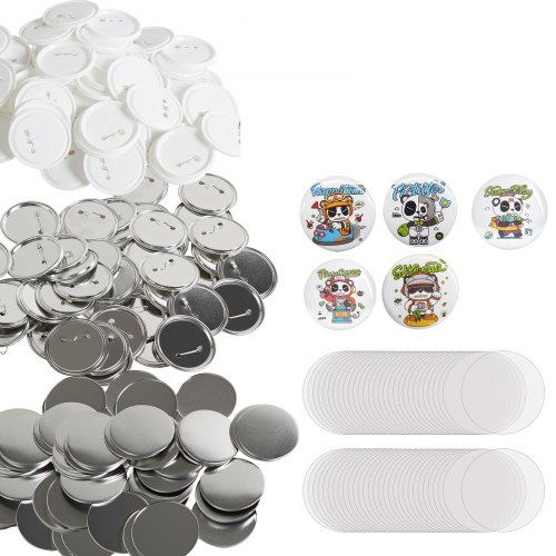 foto del prodotto vevor kit di bottoni badge spille personalizzate in metallo plastica diametro 75mm 200 pezzi totale, accessori di badge spille 200pz, solo accessori senza macchina