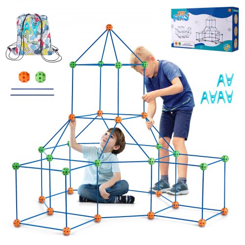 foto del prodotto vevor kit di costruzione per forte per bambini 120 pezzi, set di costruzioni per tende da gioco, regalo educativo per ragazzi ragazze di 4 5 6 7 8 anni, per interni esterni con 80 aste, 40 palline