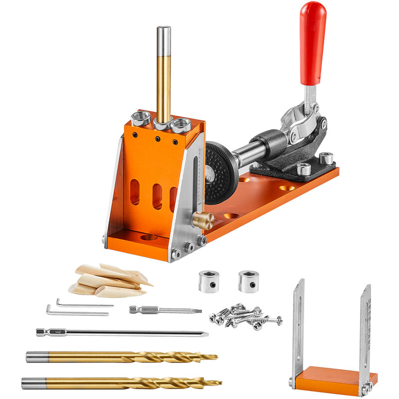 foto del prodotto vevor kit di dime per fori tascabili 3 fori tascabili con chiave punte quadrate, set per dima di foratura a tasca, set per dima foratura angolare