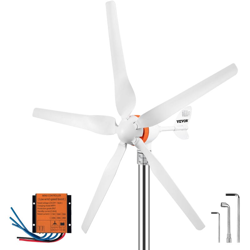 foto del prodotto vevor kit di generatore eolico generatore 12v 24v auto con controllo di ricarica mppt a trifase 200w a 5 pale, uso nella ricarica per il