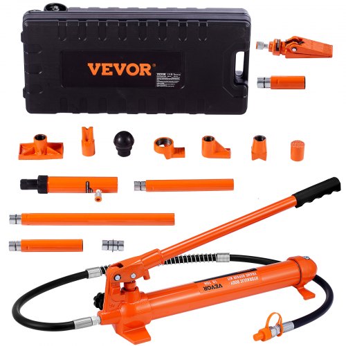 foto del prodotto vevor kit di martinetto idraulico carico max. 10 tonn. sollevatore pompa per riparazione auto corsa da 135 mm, kit utensili sollevatore idraulico tipo d olio hv15 cilindro q235b anello di tenuta tpu