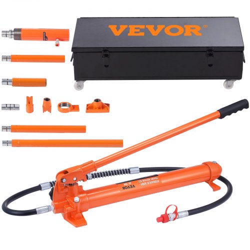foto del prodotto vevor kit di martinetto idraulico carico max. 20 tonn. sollevatore pompa per riparazione auto corsa da 145 mm, kit utensili sollevatore idraulico tipo d olio hv15 cilindro q235b anello di tenuta tpu