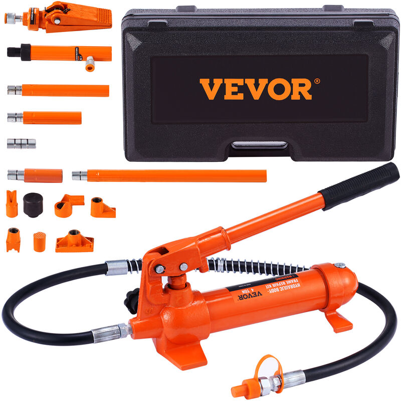 foto del prodotto vevor kit di martinetto idraulico carico max. 4 tonn. sollevatore pompa per riparazione auto corsa da 125 mm, kit utensili sollevatore idraulico tipo