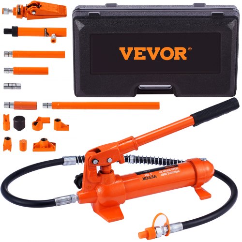 foto del prodotto vevor kit di martinetto idraulico carico max. 4 tonn. sollevatore pompa per riparazione auto corsa da 125 mm, kit utensili sollevatore idraulico tipo d olio hv15 cilindro q235b anello di tenuta tpu