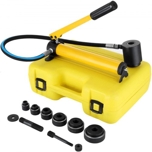 foto del prodotto vevor kit di perforazione idraulica ad eliminazione diretta 10 ton, punzonatrice idraulica in acciaio strumento di perforazione con 6 set di punzione per cantieri, lavori di manutenzione e fai da te