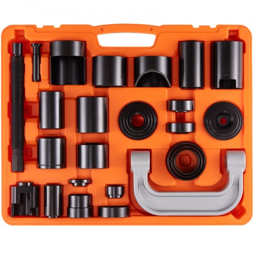 foto del prodotto vevor kit di pressatura per giunto sferico 25 pezzi in valigetta da officina per riparazione veicoli in materiale acciaio al carbonio per auto 2wd 4wd, kit attrezzatura giunti sferici 25 pz a telaio c
