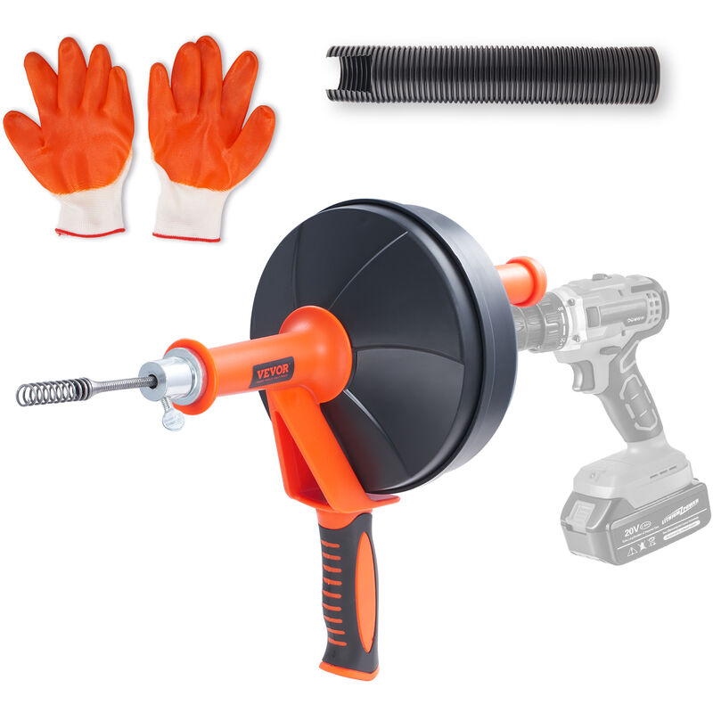 foto del prodotto vevor kit di sturatubi per drenaggio alimentazione manuale tubo in acciaio 76,2 cm diametro 6 mm modalita doppia compatibile con trapano, pulitore