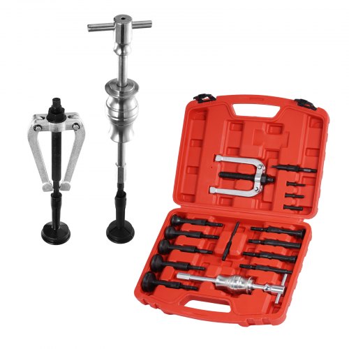 foto del prodotto vevor kit estrattore anello cuscinetto ed estrattore guarnizione per pinza per foro cieco, kit di strumenti per rimozione cuscinetto interno inserto pilota martello scorrevole, 10 pinze, 16 pezzi