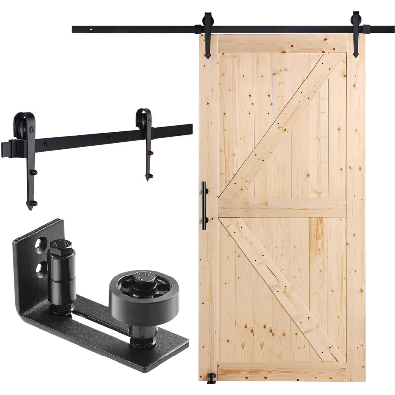 foto del prodotto vevor kit ferramenta per porta della stalla 812,8 x 2133,6 mm set porta della stalla silenziosa, cancello scorrevole in legno e vetro, guida a