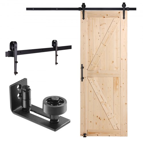 foto del prodotto vevor kit per porta scorrevole da fienile kit ferramenta, kit per porta da fienile in legno scorrevole binario 1676 mm, kit guida per porta scorrevole ferramenta fai da te, set accessori per porta