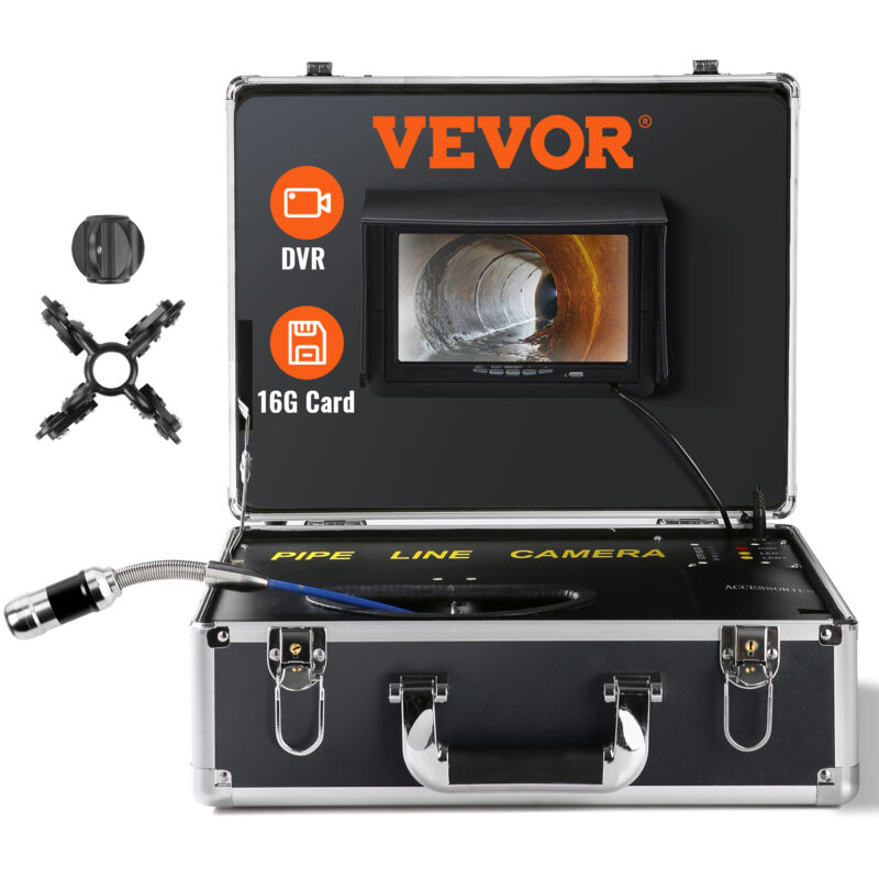 foto del prodotto vevor kit telecamera endoscopio sonda pixel 1000tvl localizzatore per ispezione di fognatura schermo lcd colorata 7 pollici, telecamera ispezione